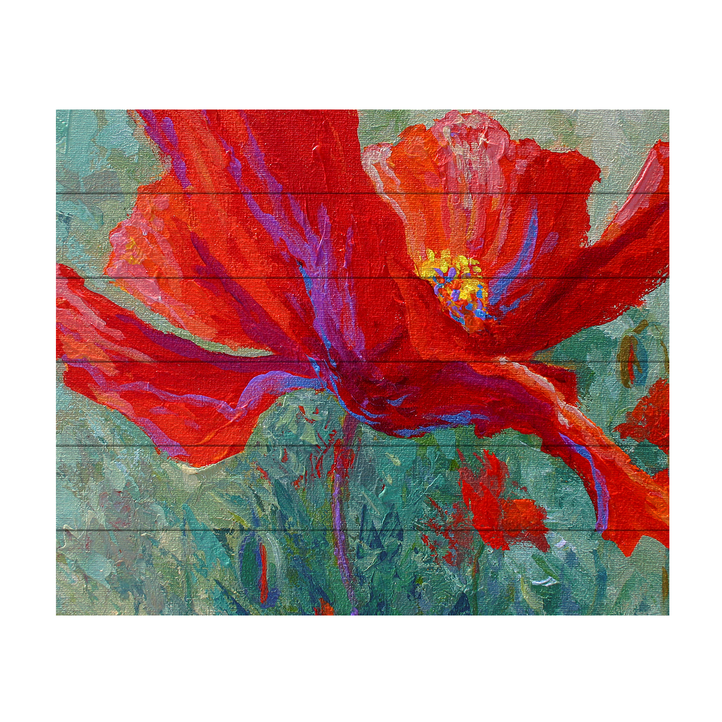 Marion Rose 'Red Poppy 1' Wood Slat Art