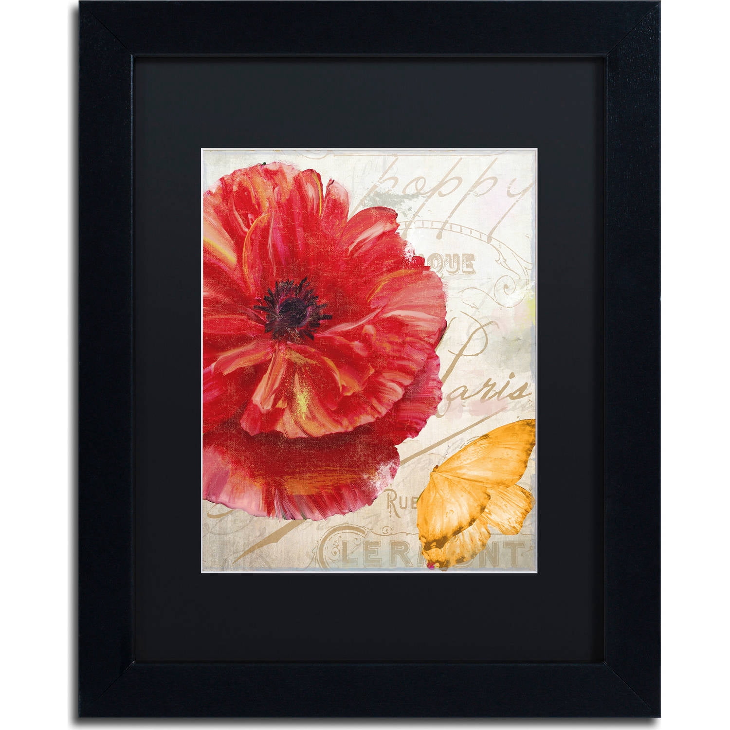 Trademark Fine Art "Red Poppy" Canvas Art by Color Bakery, Black Matte, Black Frame