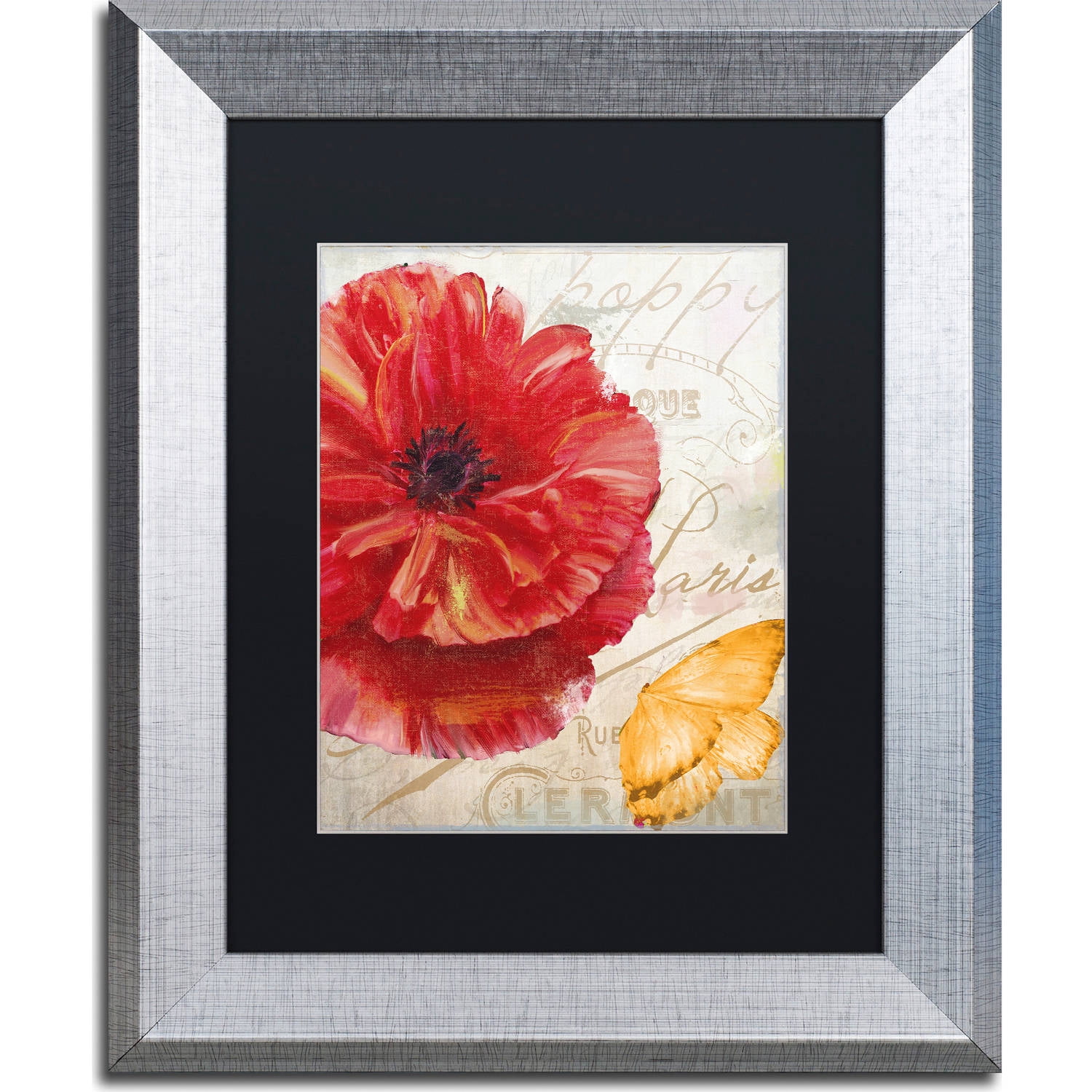 Trademark Fine Art "Red Poppy" Canvas Art by Color Bakery, Black Matte, Silver Frame