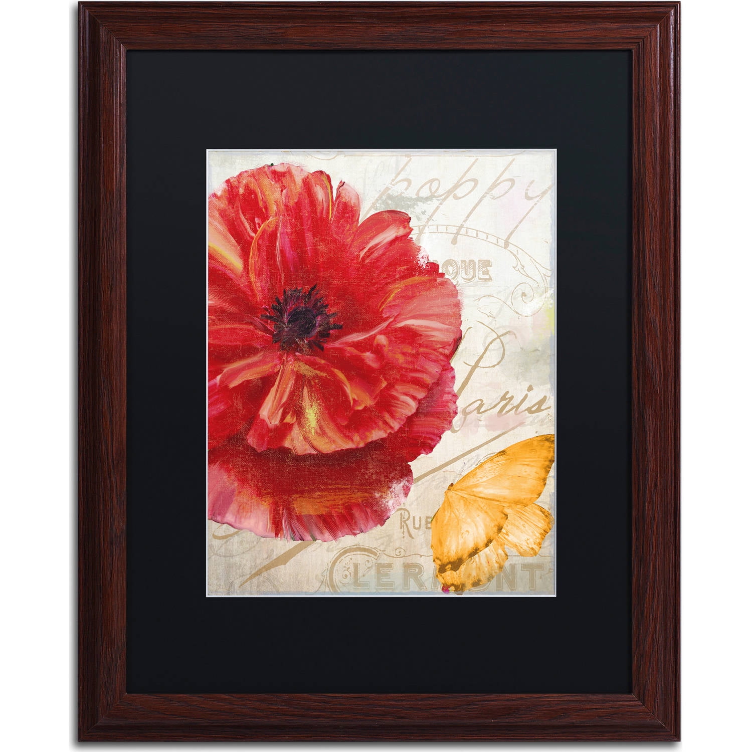 Trademark Fine Art "Red Poppy" Canvas Art by Color Bakery, Black Matte, Wood Frame