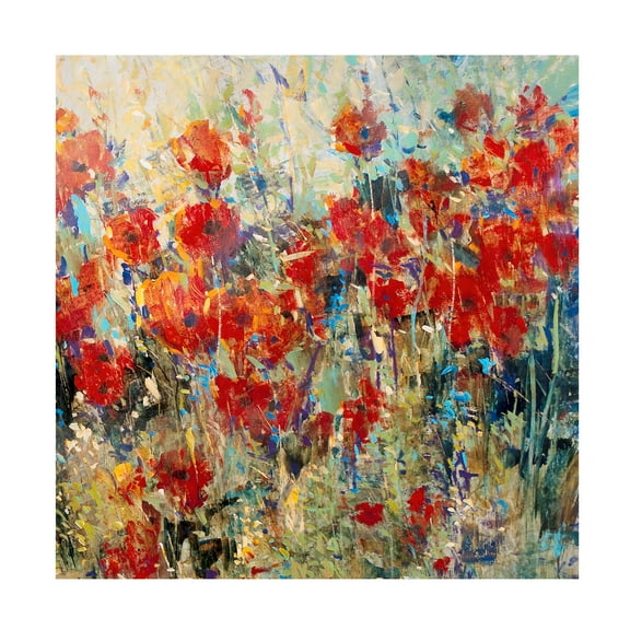 Trademark Fine Art Tim Otoole Red Poppy Field Ii Canvas Wall Art - 14x14