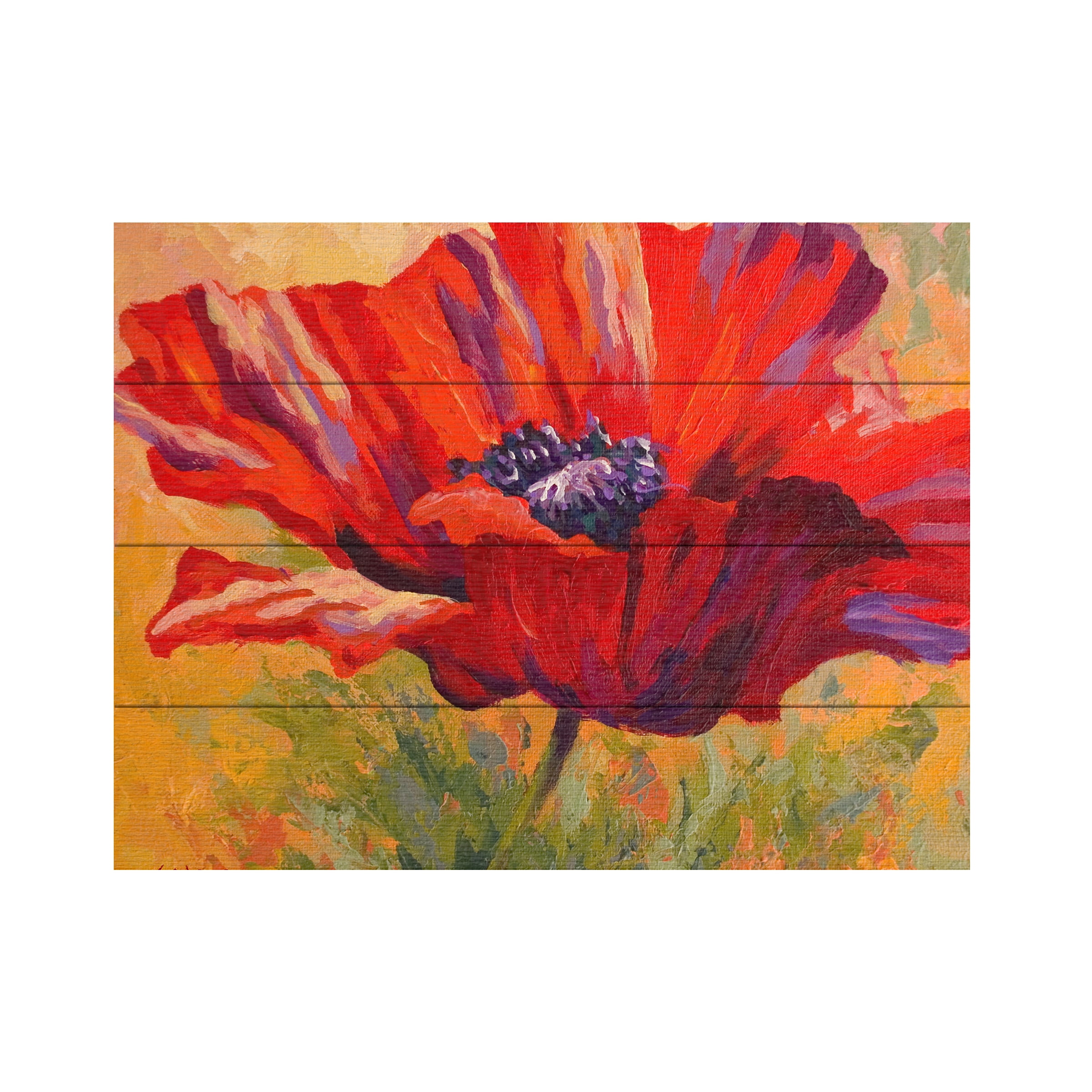 Marion Rose 'Red Poppy II' Wood Slat Art