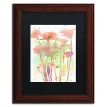 Trademark Fine Art "Red Poppy Impressions" Canvas Art by Sheila Golden Black Matte, Wood Frame