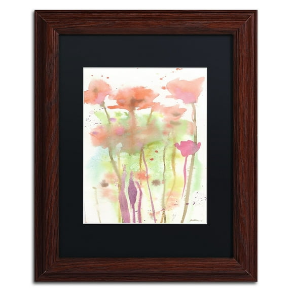 Trademark Fine Art "Red Poppy Impressions" Canvas Art by Sheila Golden Black Matte, Wood Frame