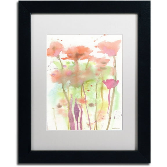 Trademark Fine Art "Red Poppy Impressions" Canvas Art by Sheila Golden White Matte, Black Frame