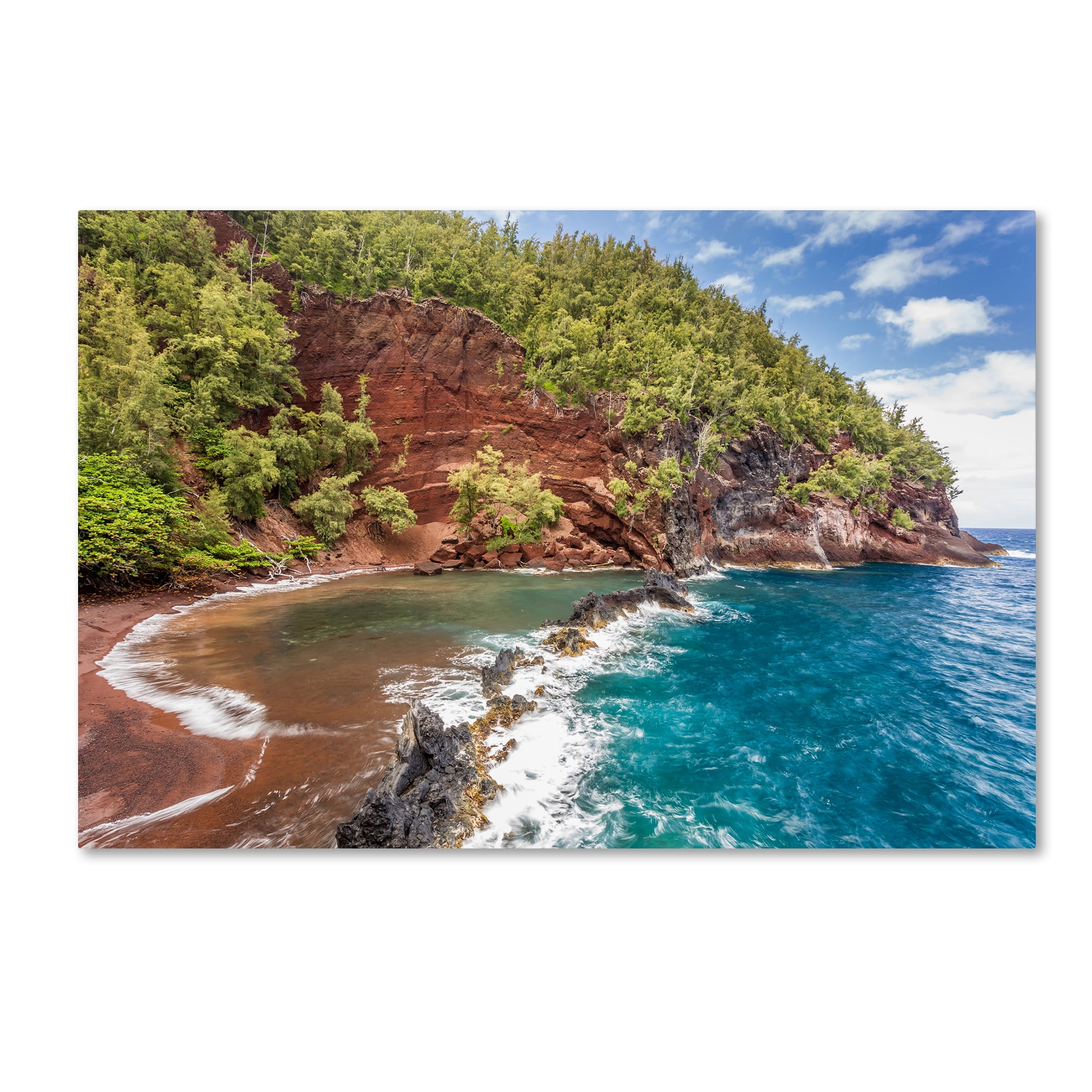 Trademark Fine Art 'Red Sand Beach Maui' Canvas Art by Pierre Leclerc