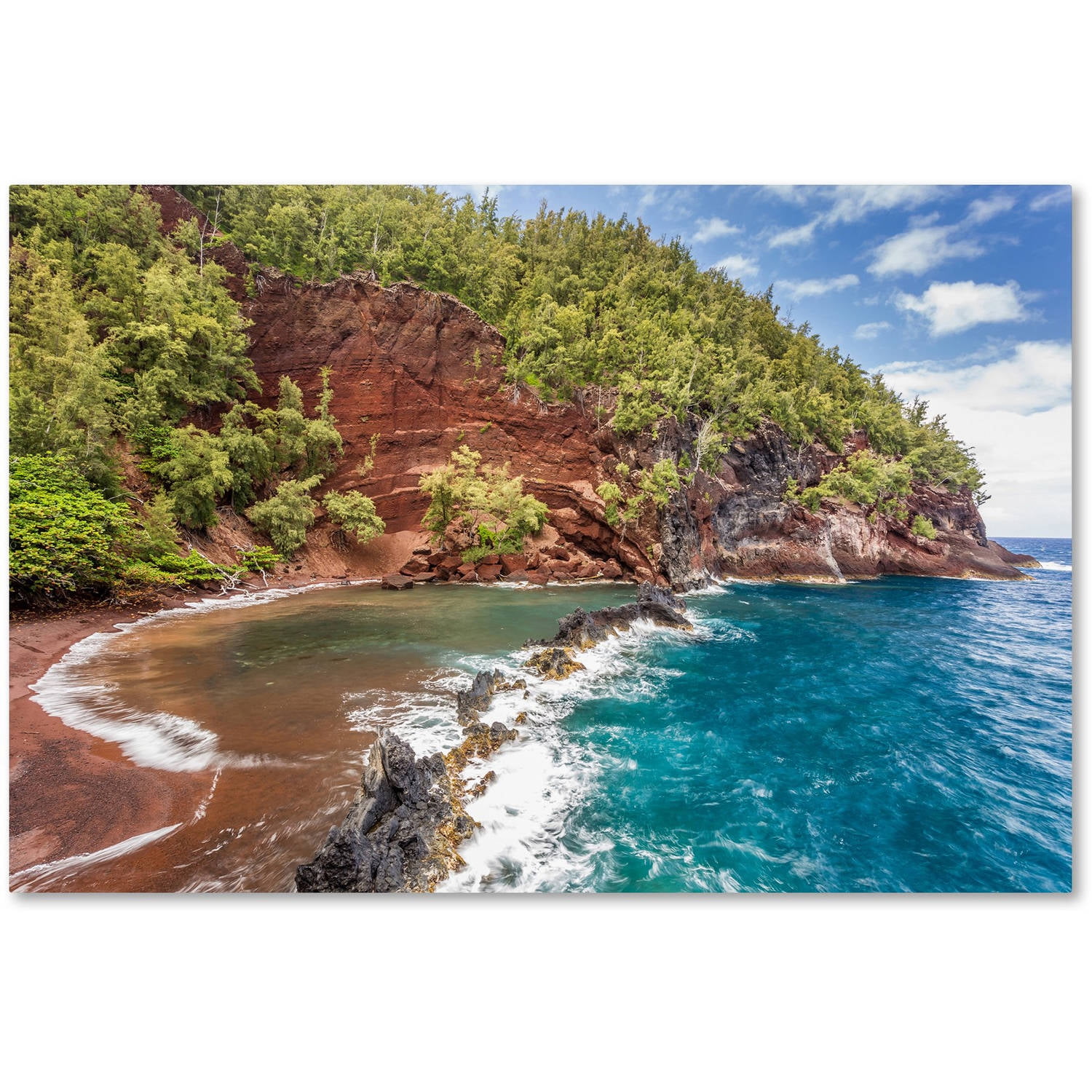 Trademark Fine Art 'Red Sand Beach Maui' Canvas Art by Pierre Leclerc