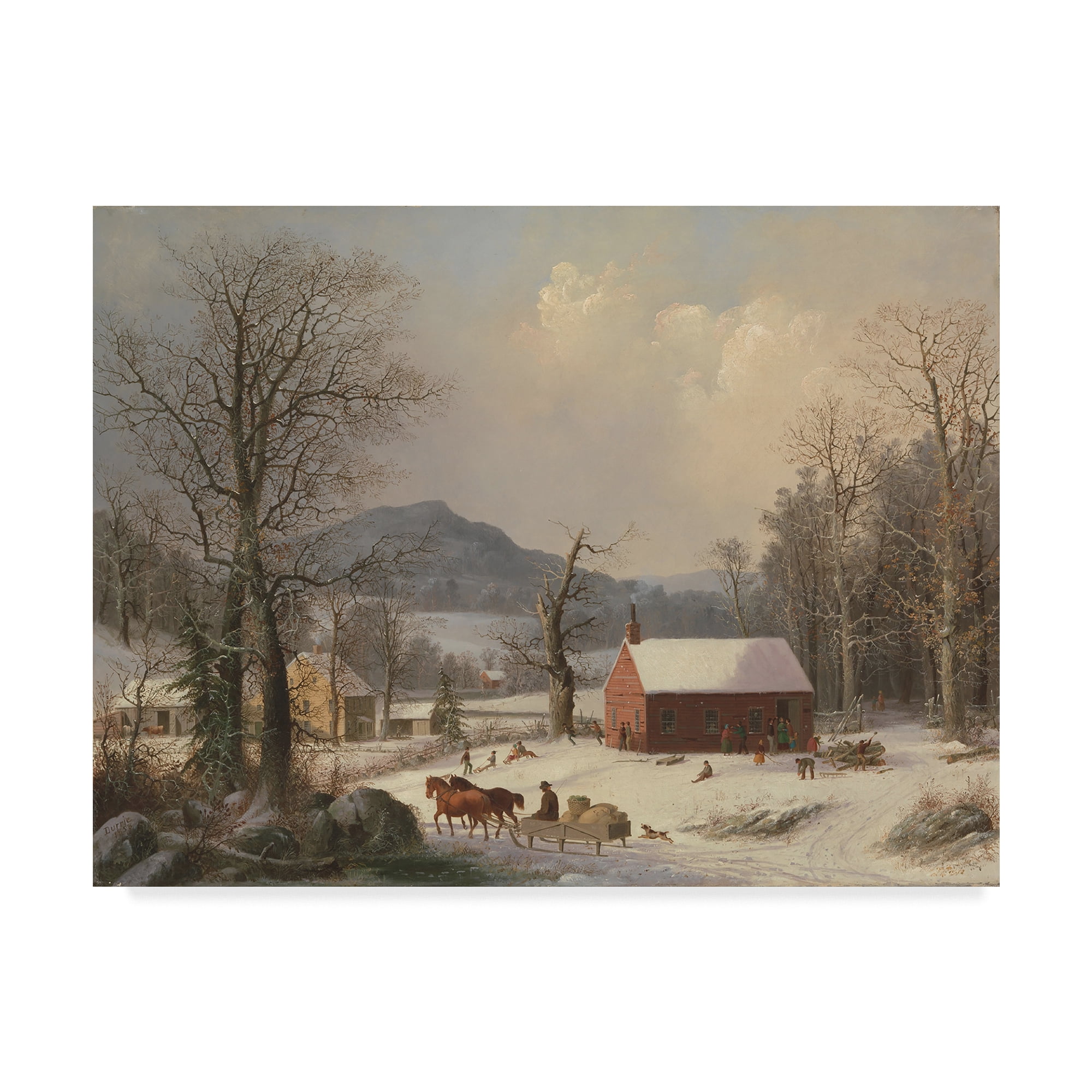 Trademark Fine Art 'Red School House Country Scene , 1858' Canvas Art by George Henry Durrie