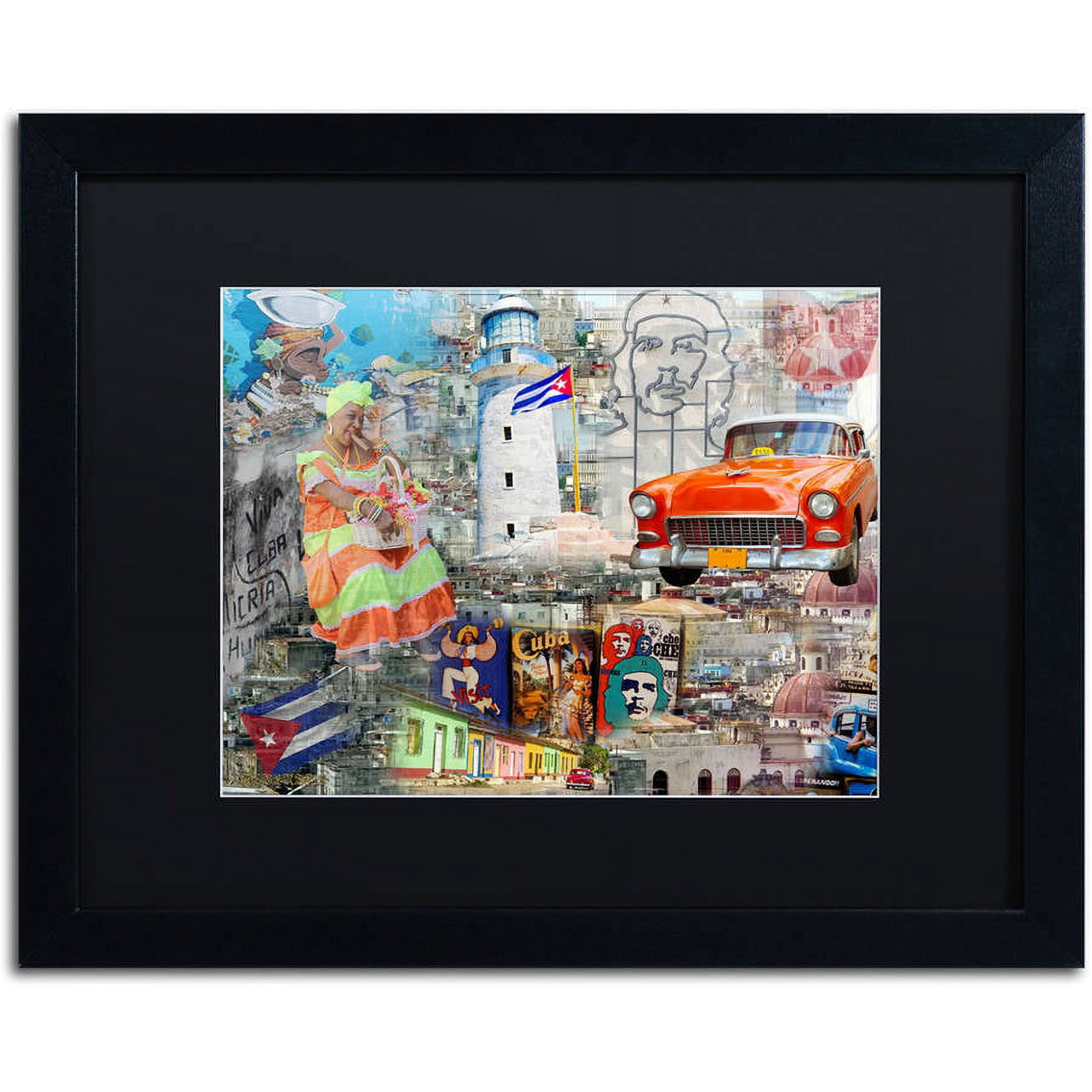Trademark Fine Art "Red Taxi" Canvas Art by Alberto Lopez, Black Matte, Black Frame