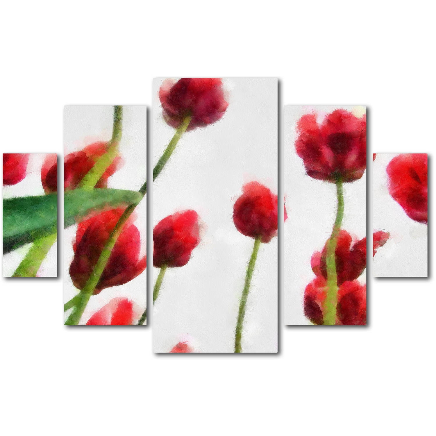 Trademark Fine Art "Red Tulips from Bottom Up II" Canvas Art by Michelle Calkins 5-Panel Set
