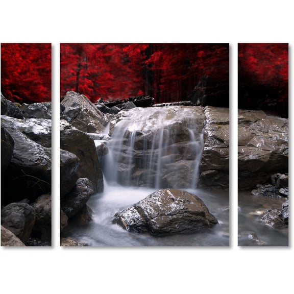 Trademark Fine Art "Red Vison" Canvas Art by Philippe Sainte-Laudy Three Panel Set