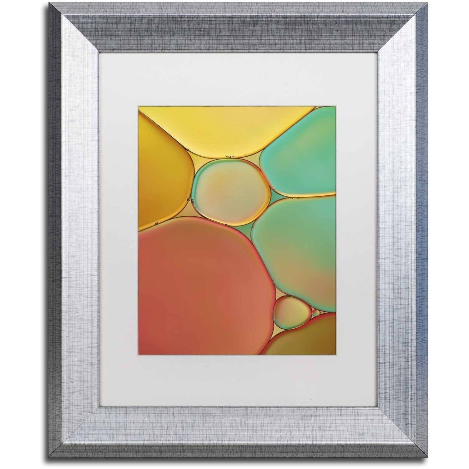 Trademark Fine Art 'Red Yellow and Green Drops' Canvas Art by Cora Niele, White Matte, Silver Frame