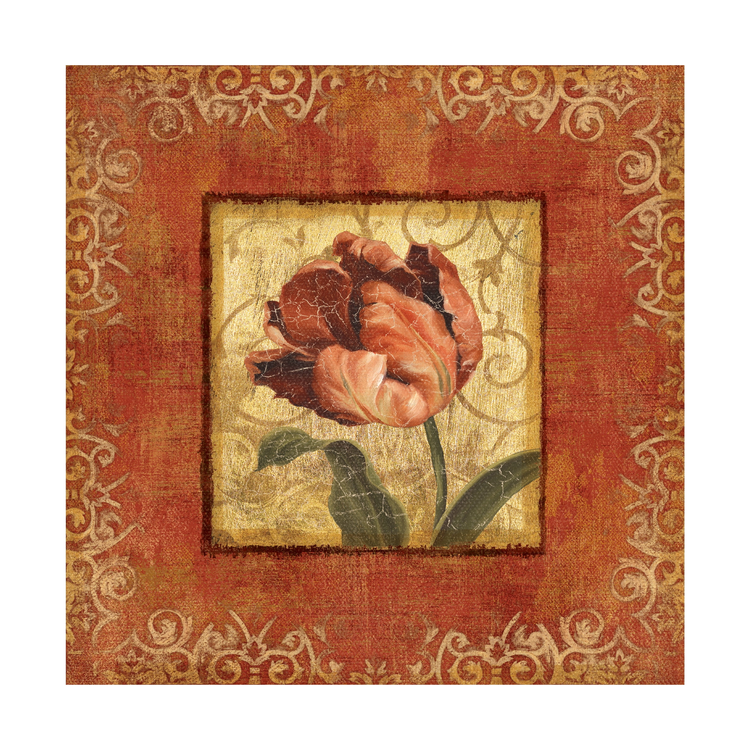Trademark Fine Art Lisa Audit Red and Gold Flower II Canvas Wall Art - 14x14