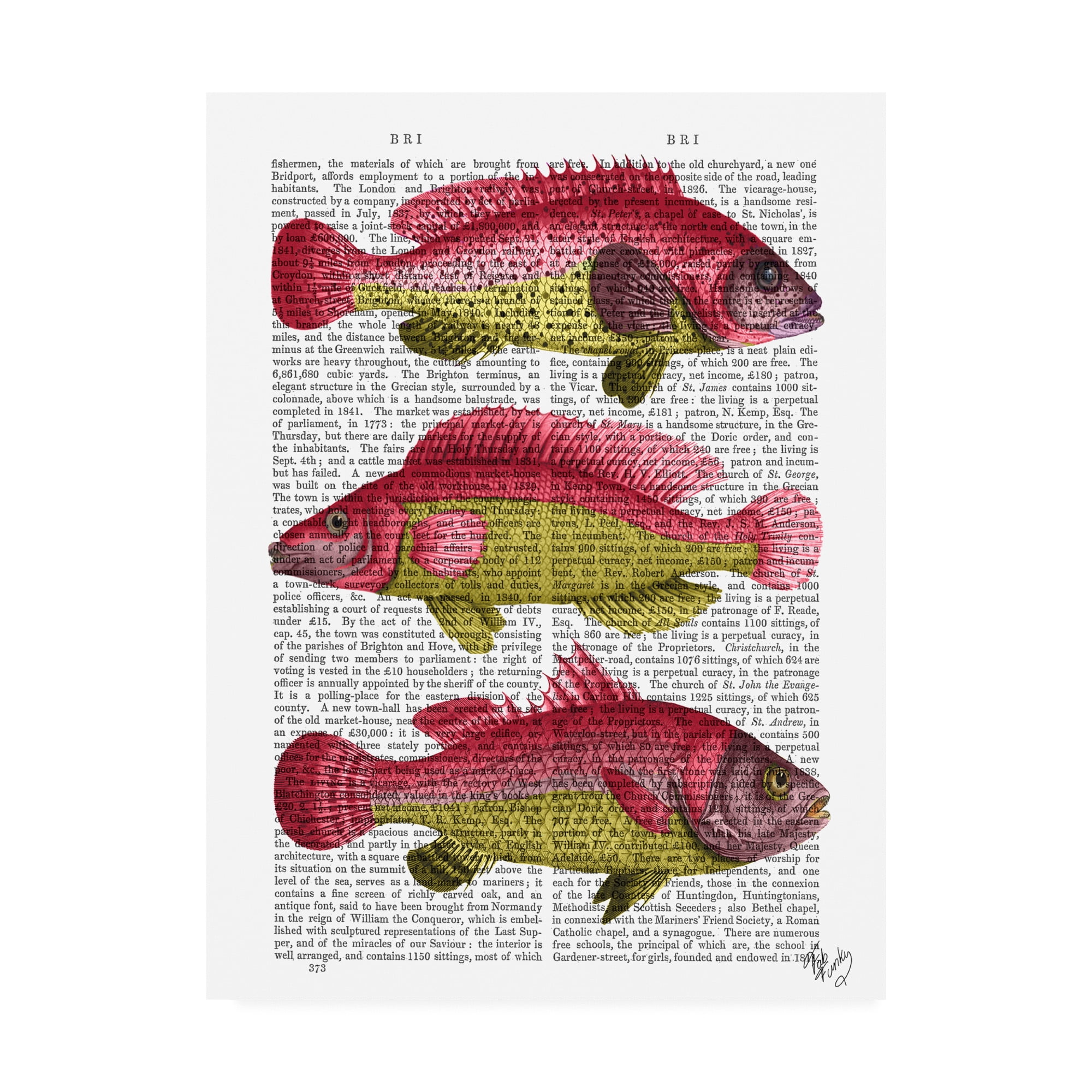 Red and Yellow Fantasy Fish Trio Canvas Art, 18x24
