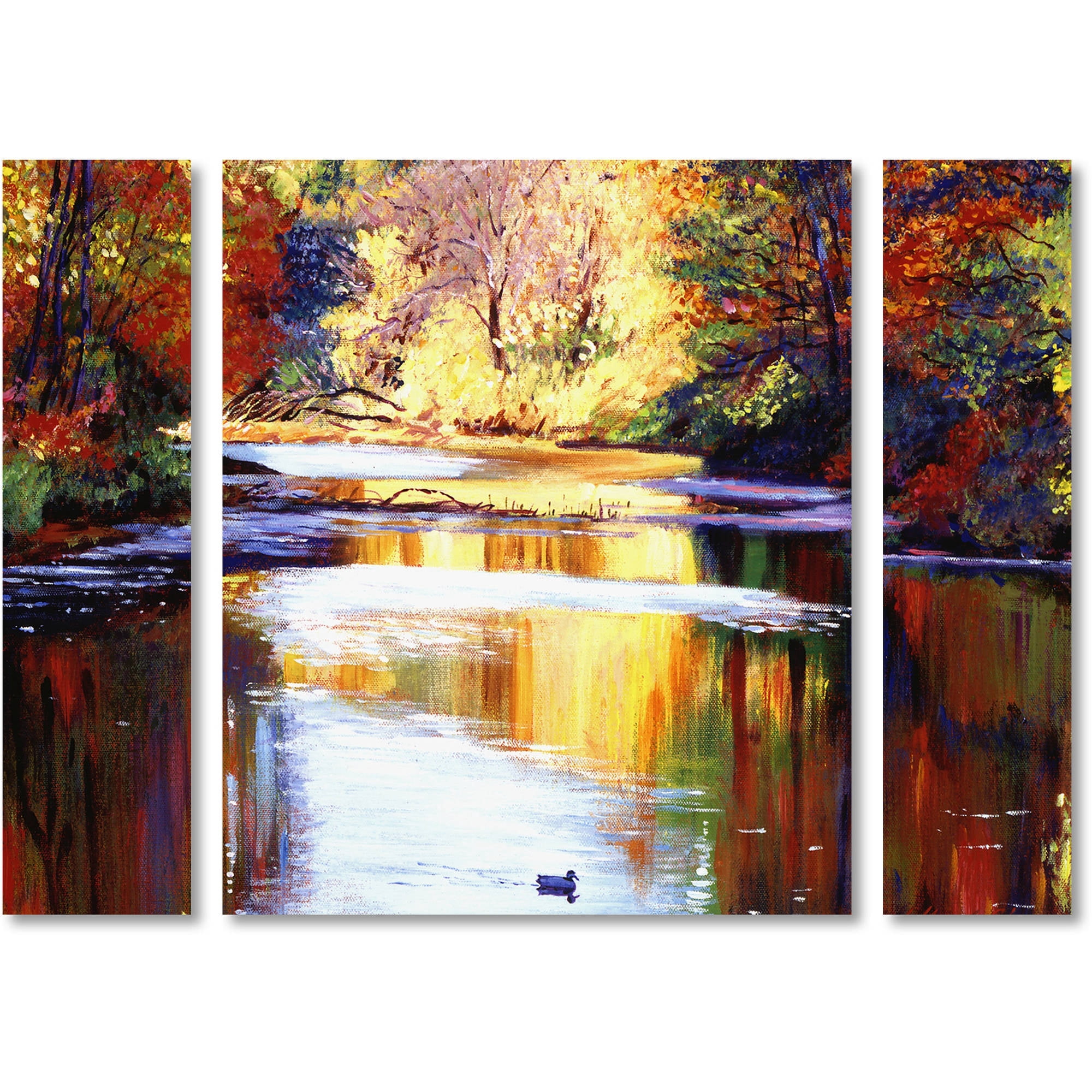 Trademark Fine Art "Reflections of August" Canvas Art by David Lloyd Glover Three Panel Set
