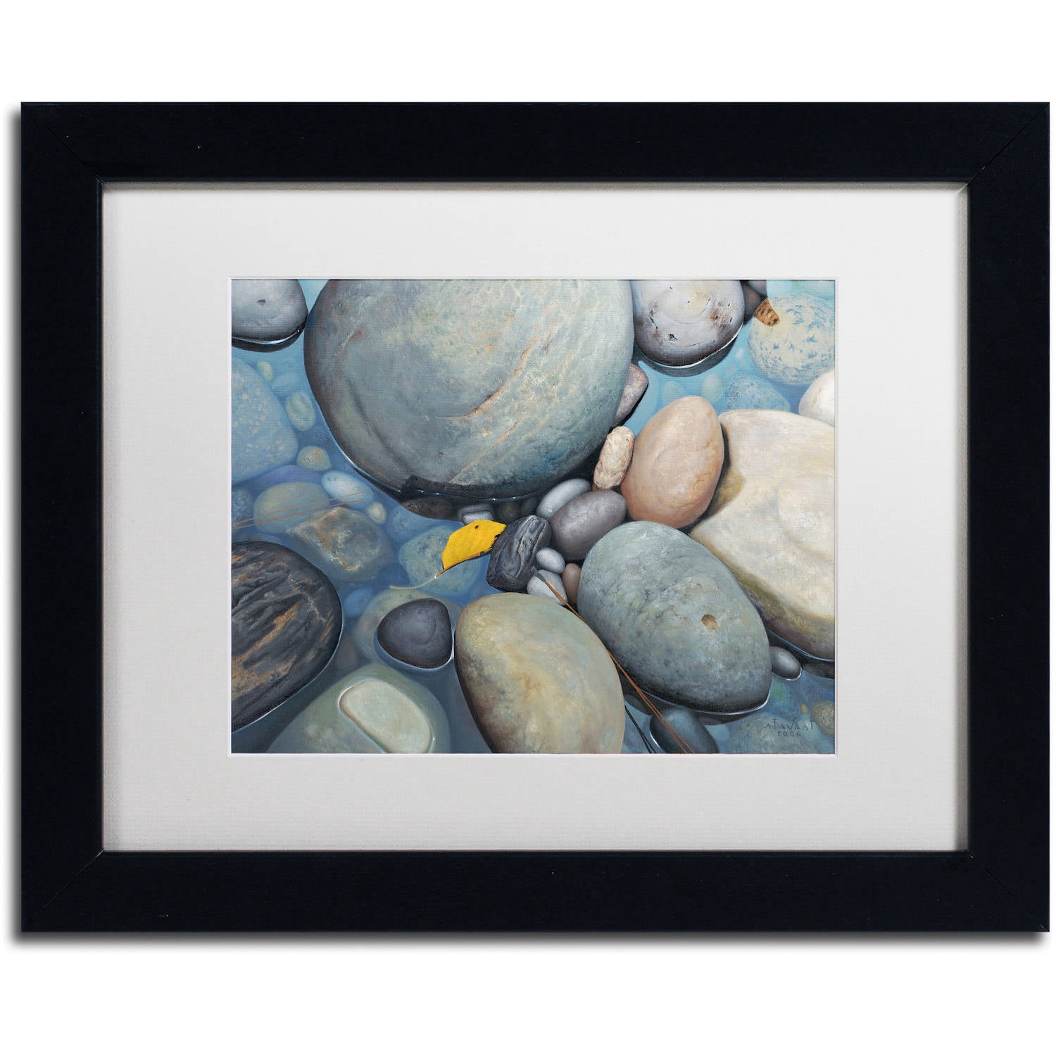 Trademark Fine Art "Reflections on a Gray Day" Canvas Art by Stephen Stavast, White Matte, Black Frame