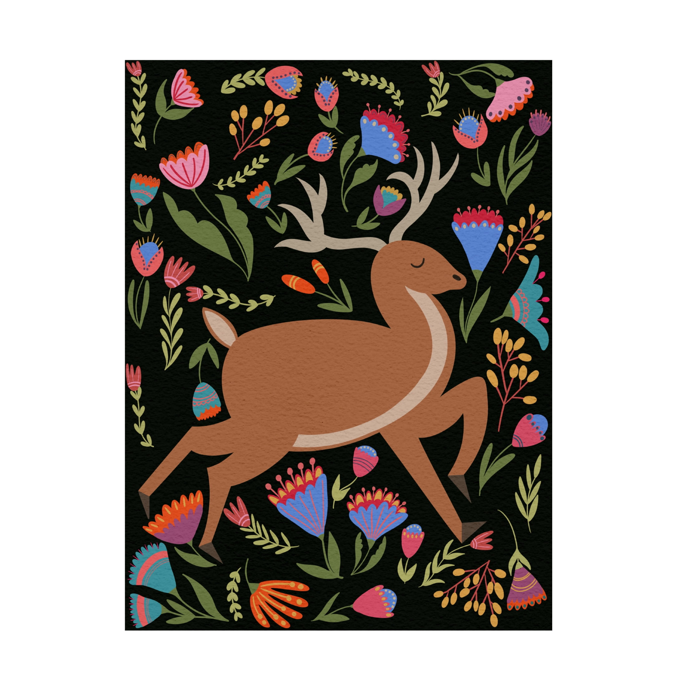 Trademark Fine Art Regina Moore Folk Prancing Dark I Canvas Wall Art