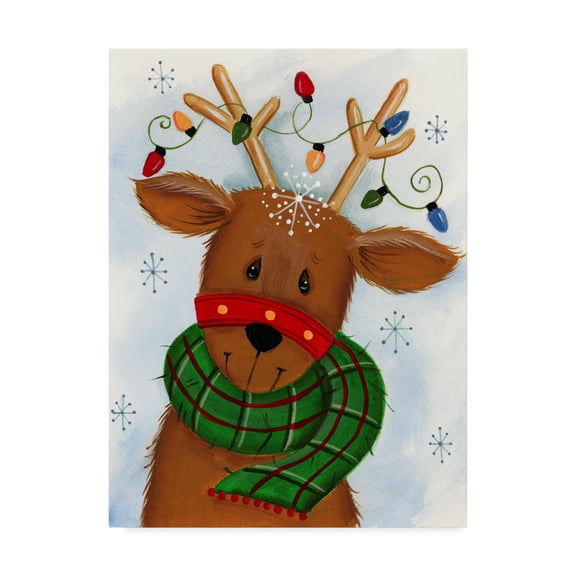 Trademark Fine Art 'Reindeer With Lights' Canvas Art by Beverly Johnston