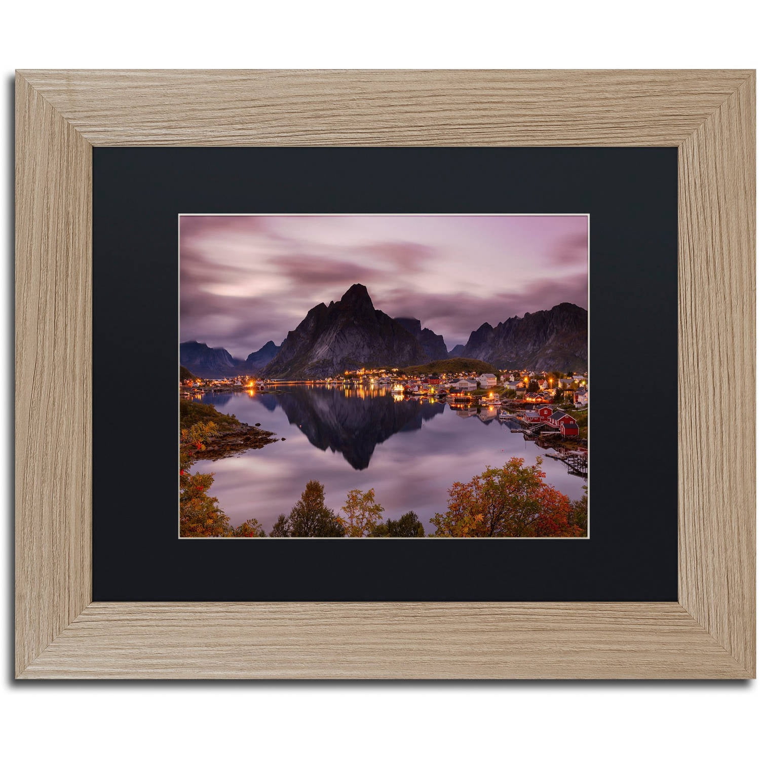 Trademark Fine Art "Reinefjord Mirror" Canvas Art by Michael Blanchette Photography Black Matte, Birch Frame