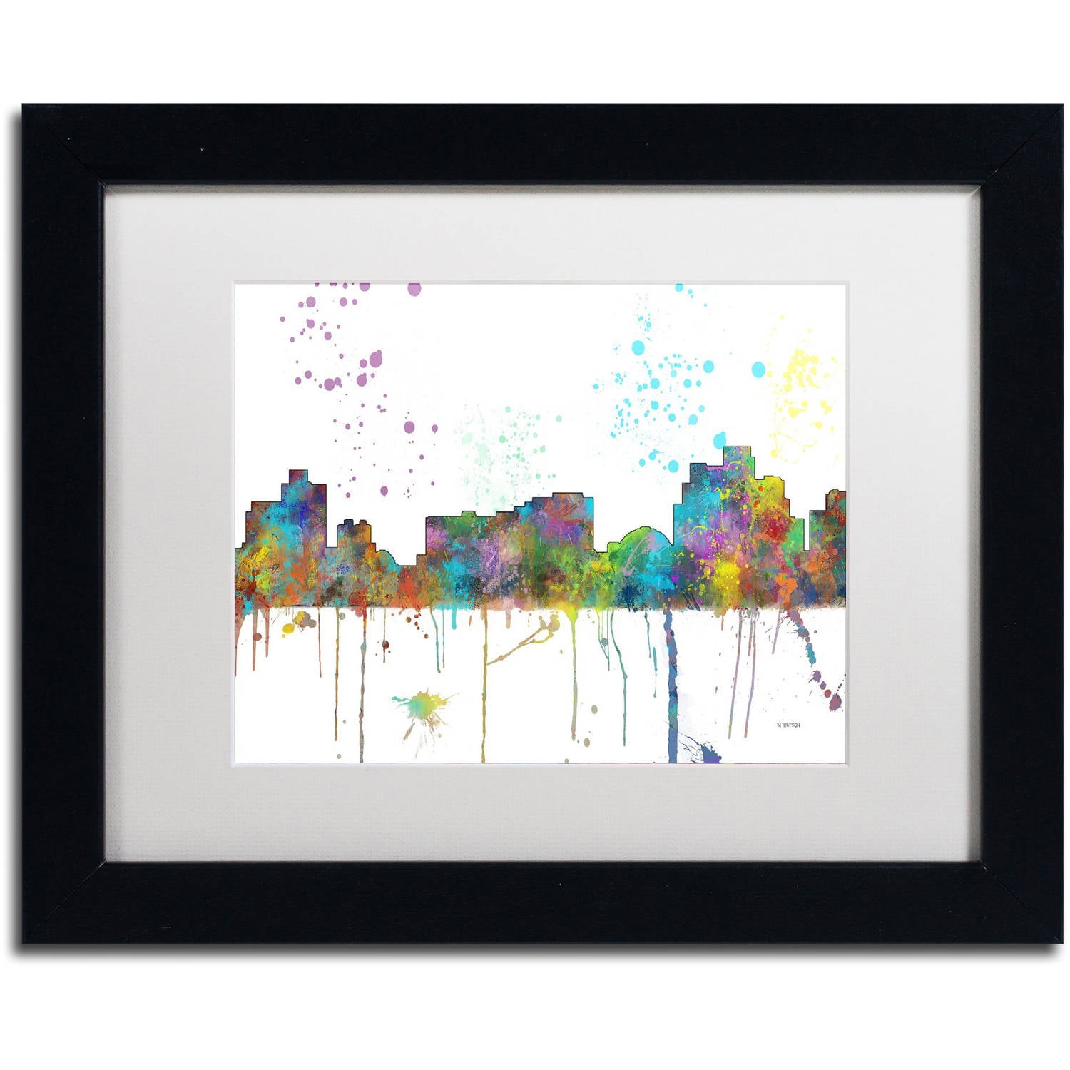 Trademark Fine Art "Reno Nevada Skyline Mclr-1" Canvas Art by Marlene Watson, White Matte, Black Frame