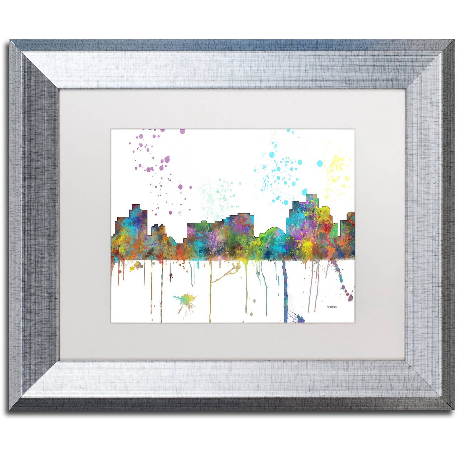 Trademark Fine Art "Reno Nevada Skyline Mclr-1" Canvas Art by Marlene Watson, White Matte, Silver Frame