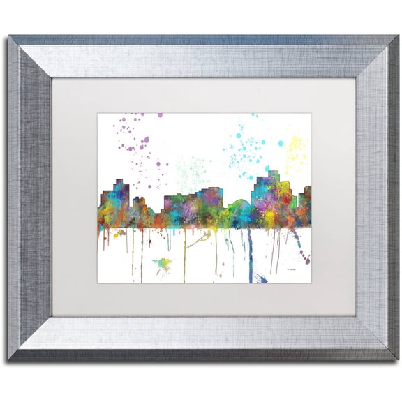 Trademark Fine Art "Reno Nevada Skyline Mclr-1" Canvas Art by Marlene Watson, White Matte, Silver Frame