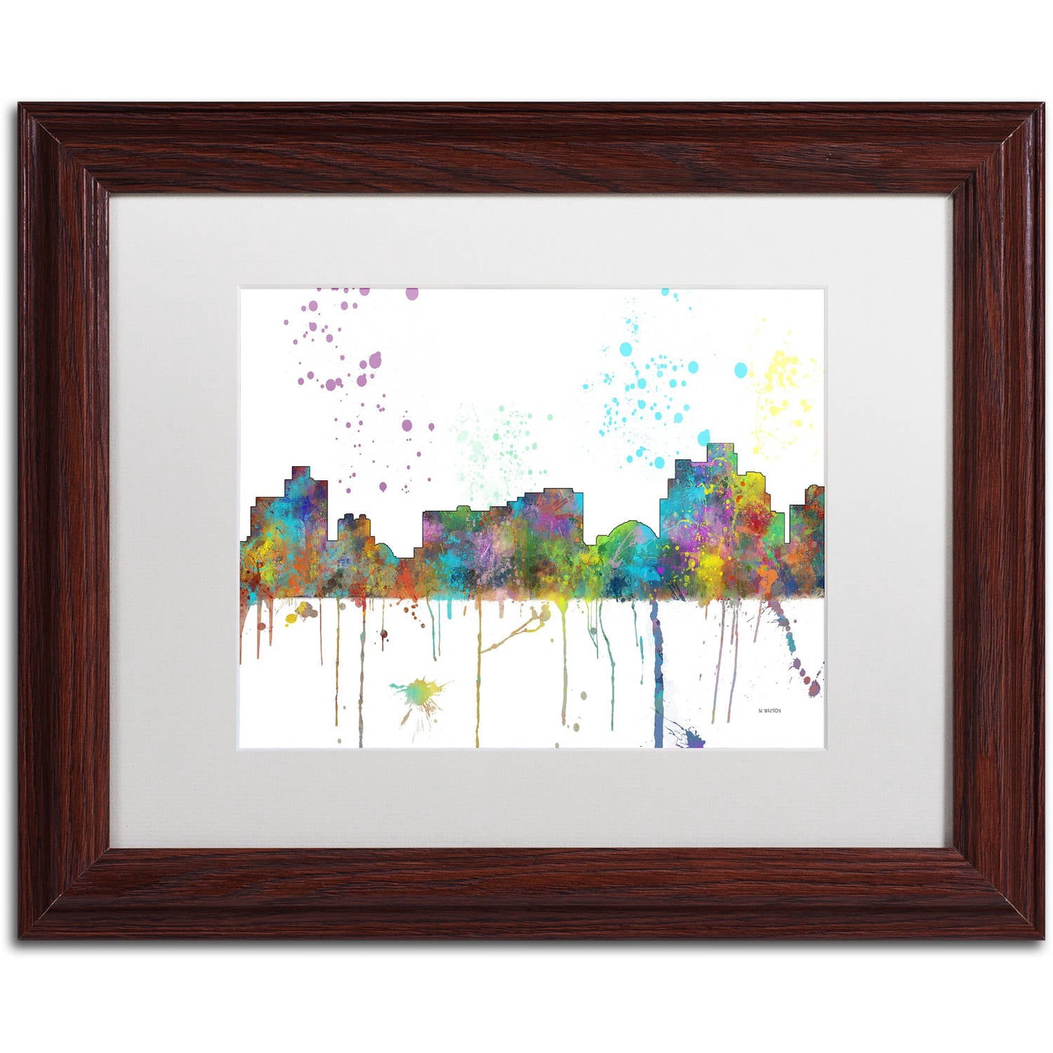 Trademark Fine Art "Reno Nevada Skyline Mclr-1" Canvas Art by Marlene Watson, White Matte, Wood Frame