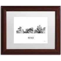 Trademark Fine Art 'Reno Nevada Skyline WB-BW' Canvas Art by Marlene Watson, White Matte, Wood Frame