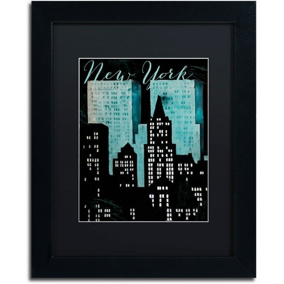 Trademark Fine Art "Retro Cities I" Canvas Art by Color Bakery Black Matte, Black Frame