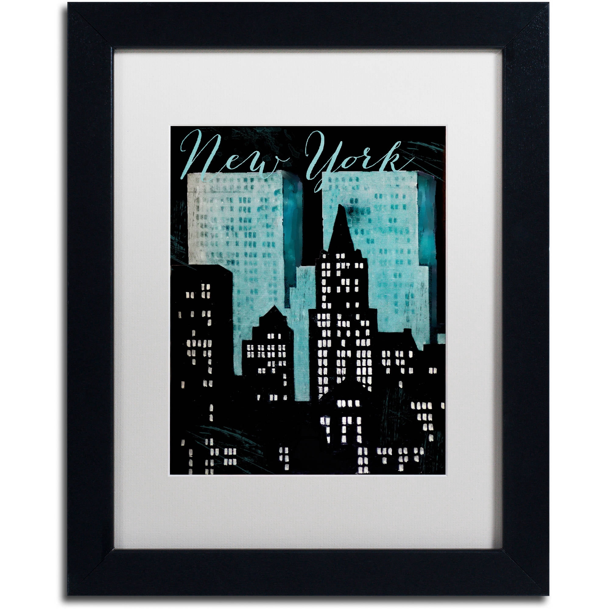 Trademark Fine Art "Retro Cities I" Canvas Art by Color Bakery White Matte, Black Frame