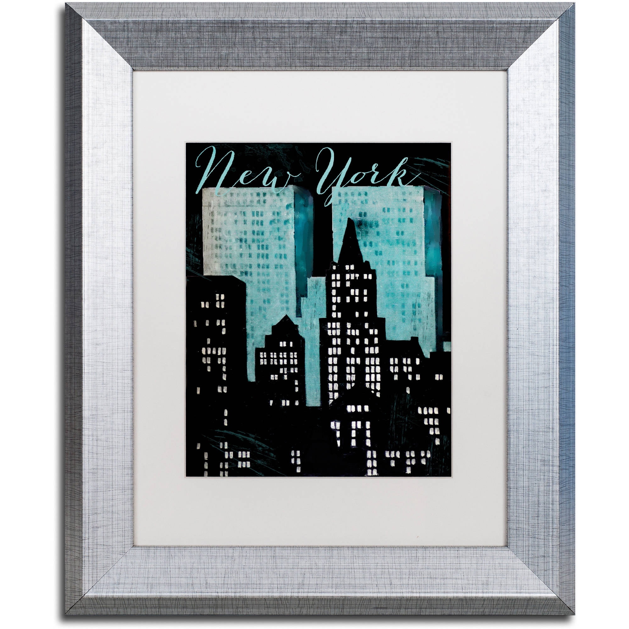Trademark Fine Art "Retro Cities I" Canvas Art by Color Bakery White Matte, Silver Frame