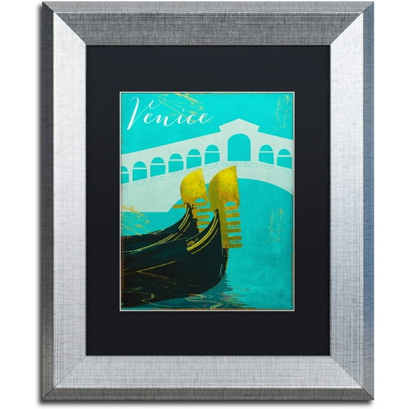 Trademark Fine Art "Retro Cities II" Canvas Art by Color Bakery Black Matte, Silver Frame