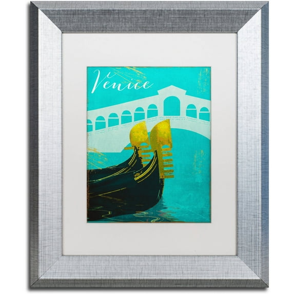 Trademark Fine Art "Retro Cities II" Canvas Art by Color Bakery White Matte, Silver Frame