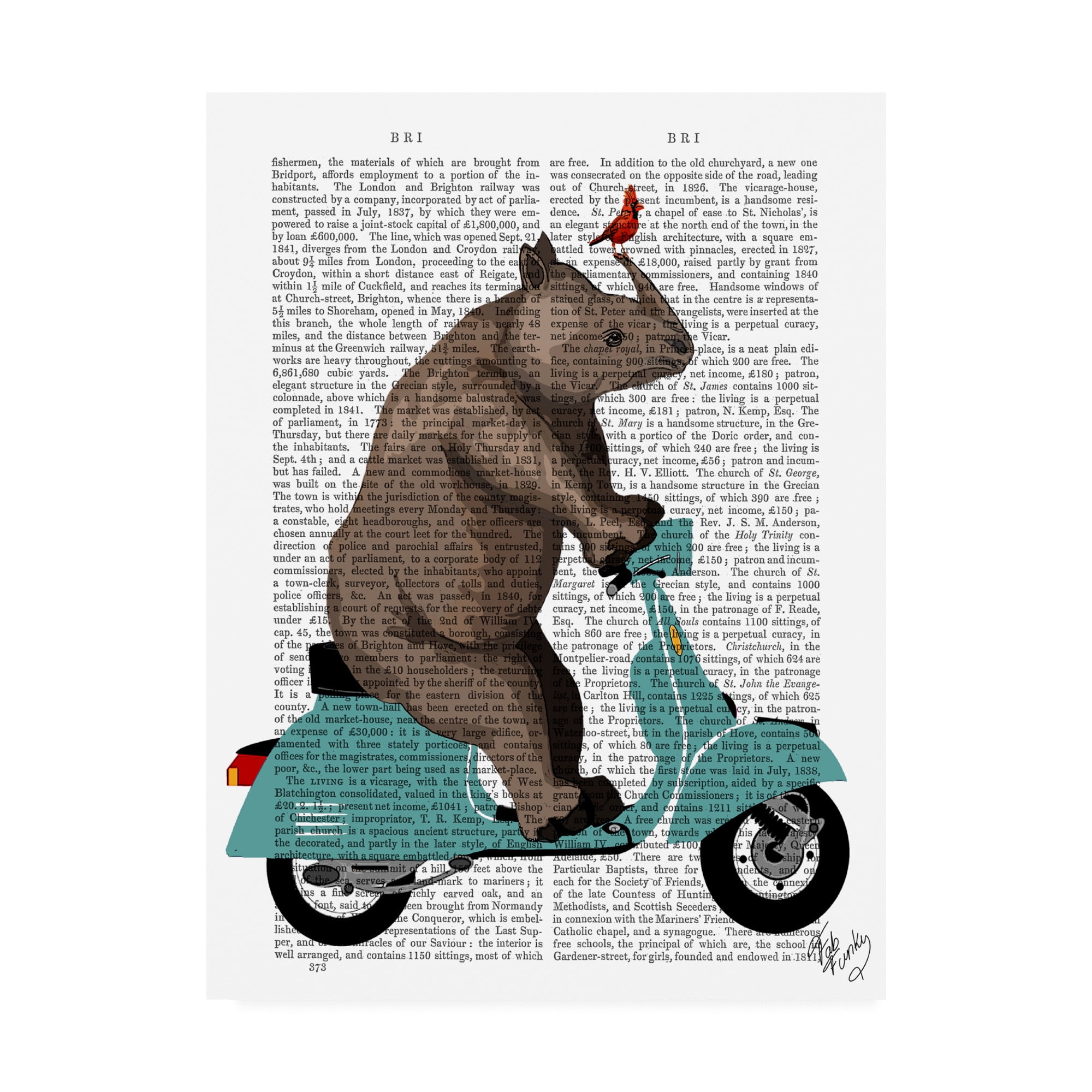Trademark Fine Art 'Rhino on Moped' Canvas Art by Fab Funky