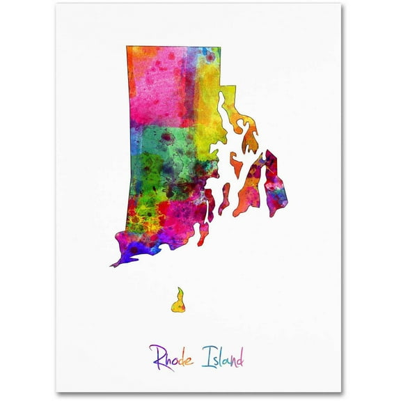 Trademark Fine Art "Rhode Island Map" Canvas Art by Michael Tompsett