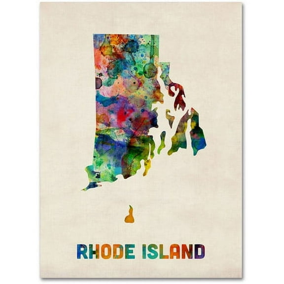 Trademark Fine Art "Rhode Island Map" Canvas Wall Art by Michael Tompsett