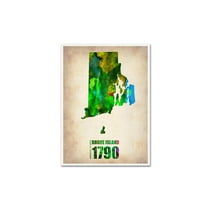 Trademark Fine Art "Rhode Island Watercolor Map" Canvas Art by Naxart