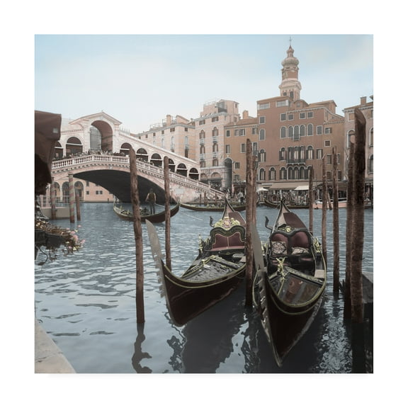 Trademark Fine Art 'Rialto Bridge Gondolas' Canvas Art by Alan Blaustei
