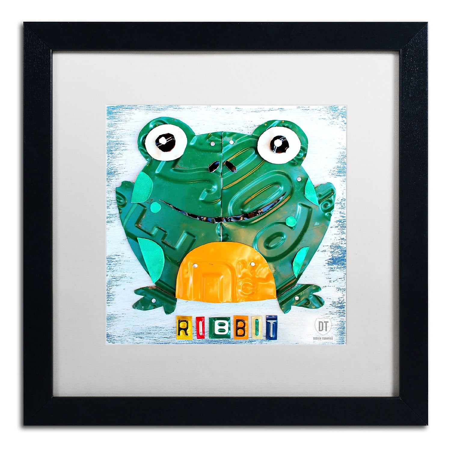 Trademark Fine Art 'Ribbit the Frog' Canvas Art by Design Turnpike, White Matte, Black Frame