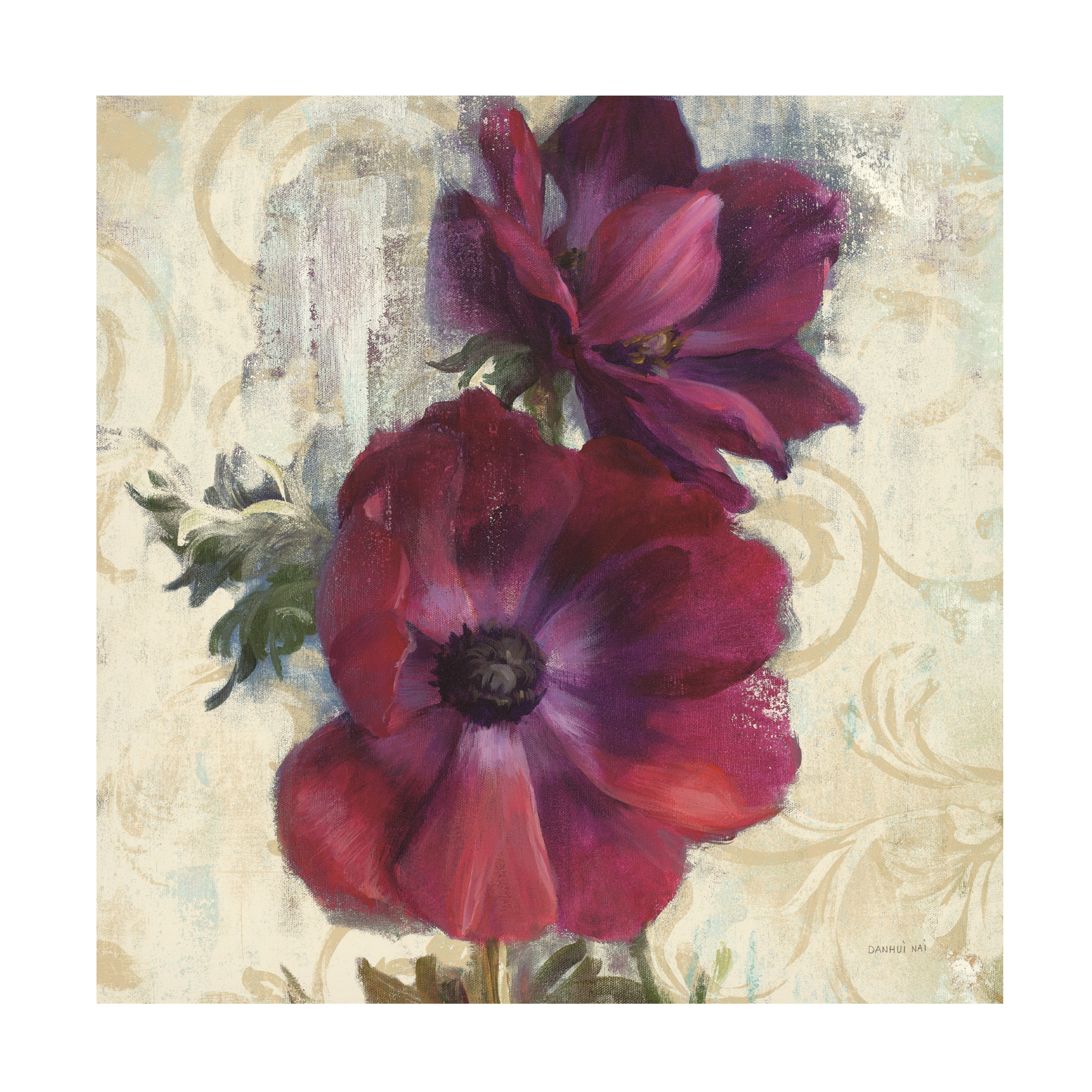 Trademark Fine Art 'Rich Anemones I on Ivory' Canvas Art by Danhui Nai