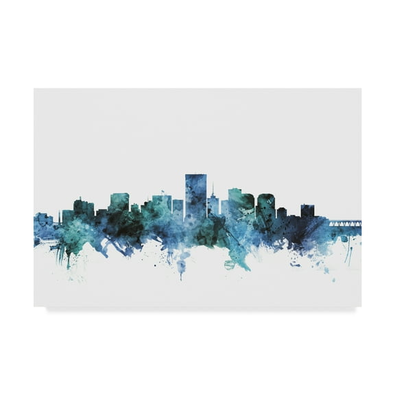 Trademark Fine Art 'Richmond Virginia Blue Teal Skyline' Canvas Art by Michael Tompsett