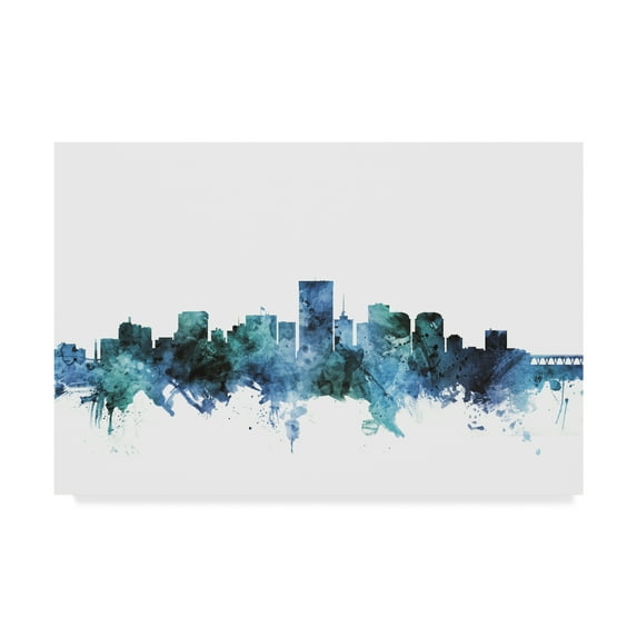 Trademark Fine Art 'Richmond Virginia Blue Teal Skyline' Canvas Art by Michael Tompsett