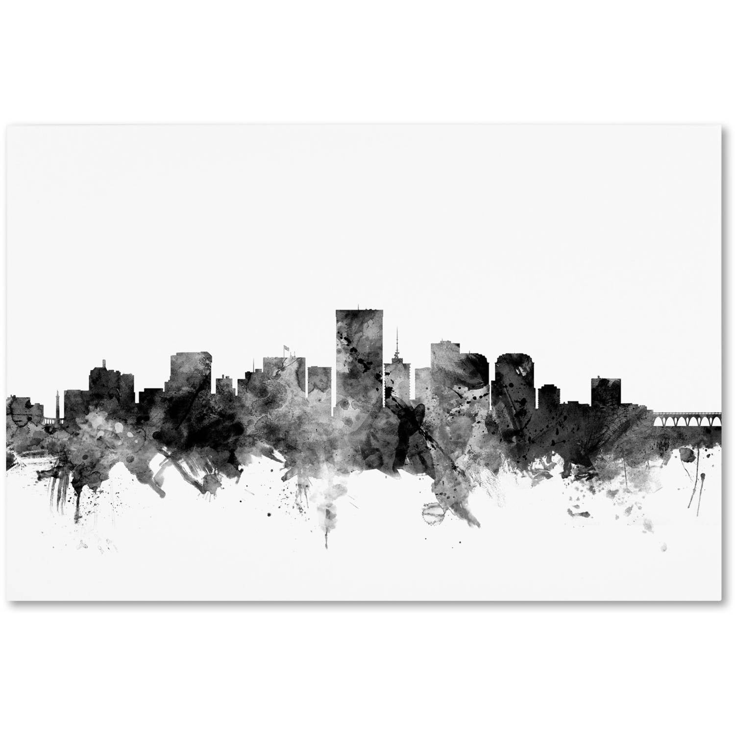 Trademark Fine Art "Richmond Virginia Skyline B&W" Canvas Art by Michael Tompsett