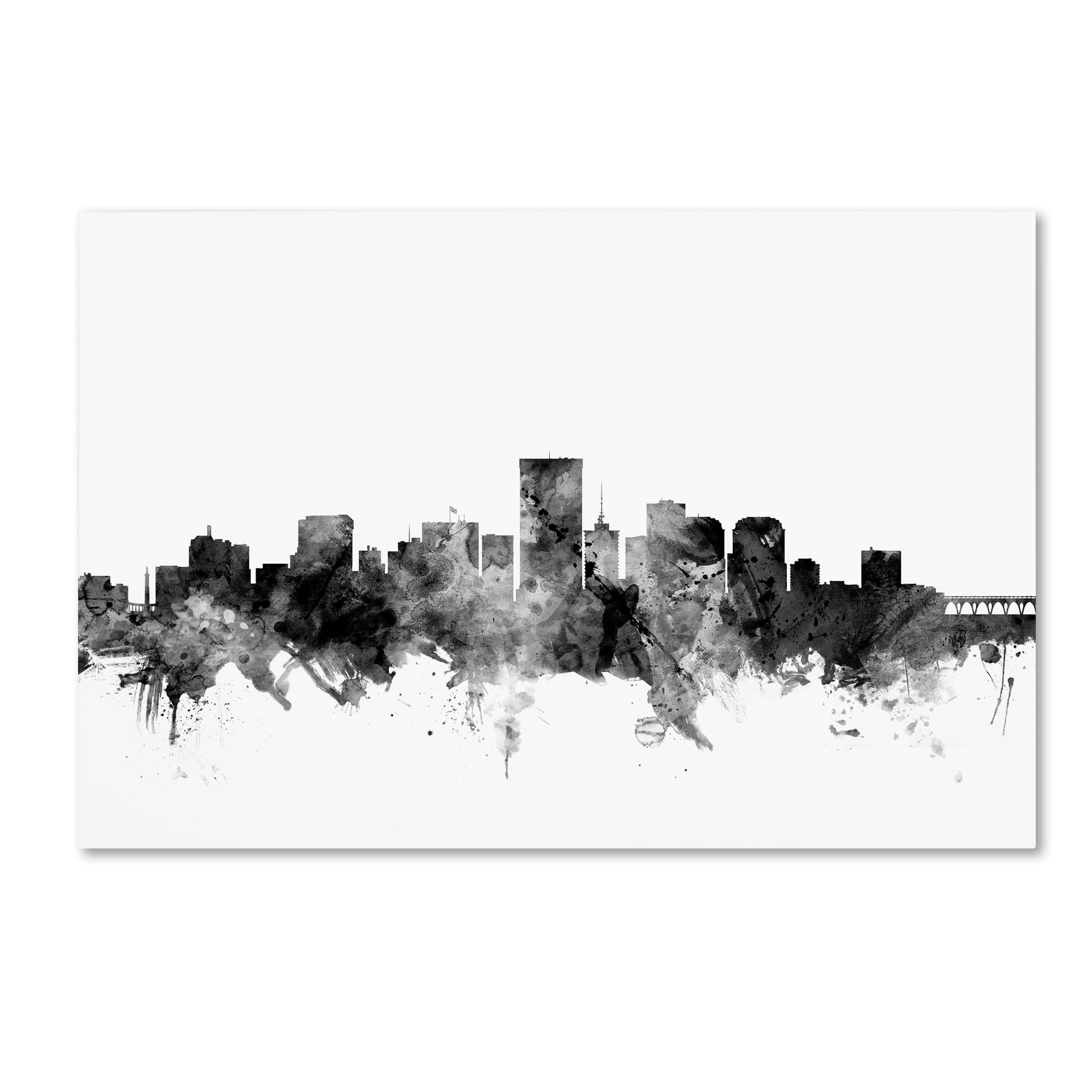 Trademark Fine Art "Richmond Virginia Skyline B&W" Canvas Art by Michael Tompsett