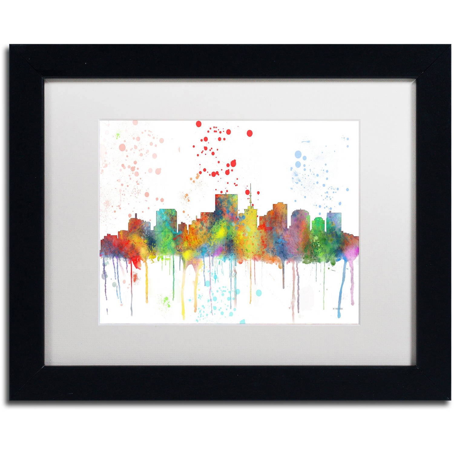 Trademark Fine Art "Richmond Virginia Skyline Mclr-1" Canvas Art by Marlene Watson, White Matte, Black Frame