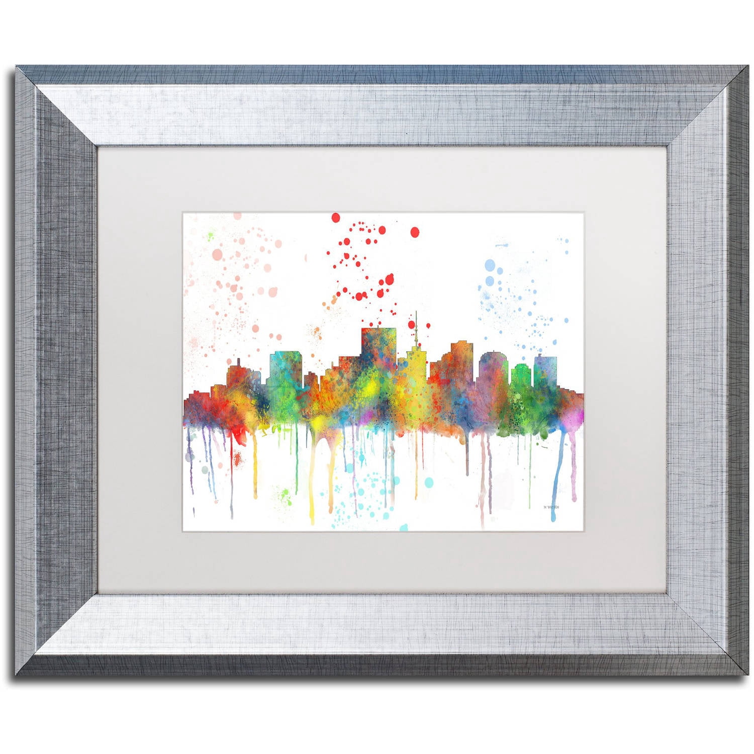 Trademark Fine Art "Richmond Virginia Skyline Mclr-1" Canvas Art by Marlene Watson, White Matte, Silver Frame