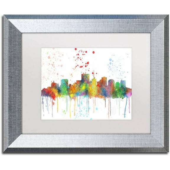 Trademark Fine Art "Richmond Virginia Skyline Mclr-1" Canvas Art by Marlene Watson, White Matte, Silver Frame
