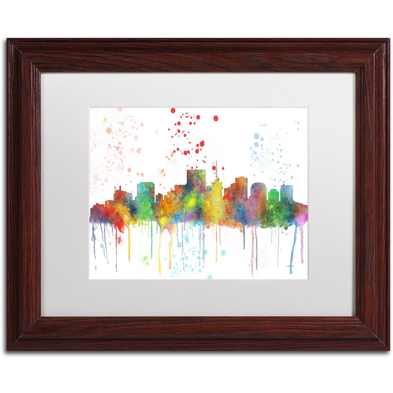 Trademark Fine Art "Richmond Virginia Skyline Mclr-1" Canvas Art by Marlene Watson, White Matte, Wood Frame