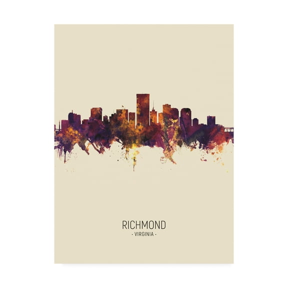 Trademark Fine Art 'Richmond Virginia Skyline Portrait III' Canvas Art by Michael Tompsett