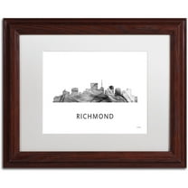 Trademark Fine Art 'Richmond Virginia Skyline WB-BW' Canvas Art by Marlene Watson, White Matte, Wood Frame